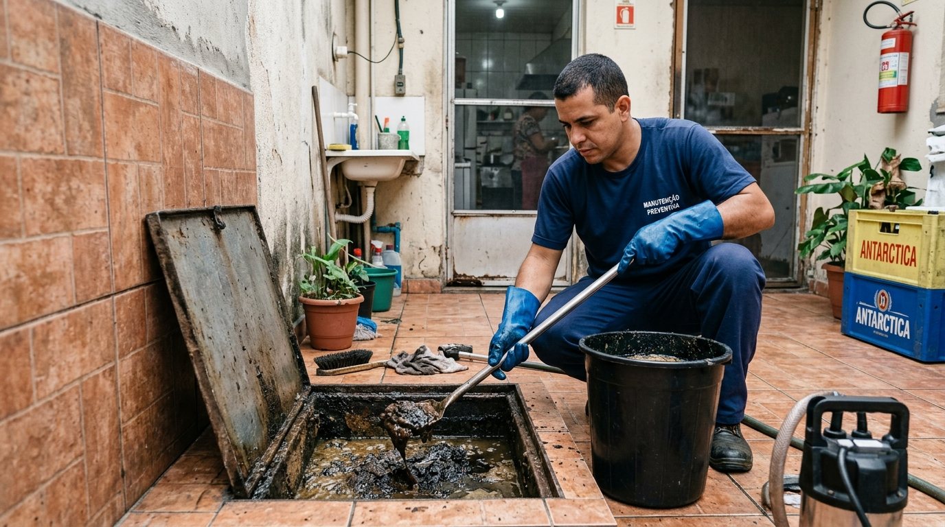 Limpeza de Caixa de Gordura com Equipe em Serra‑ES